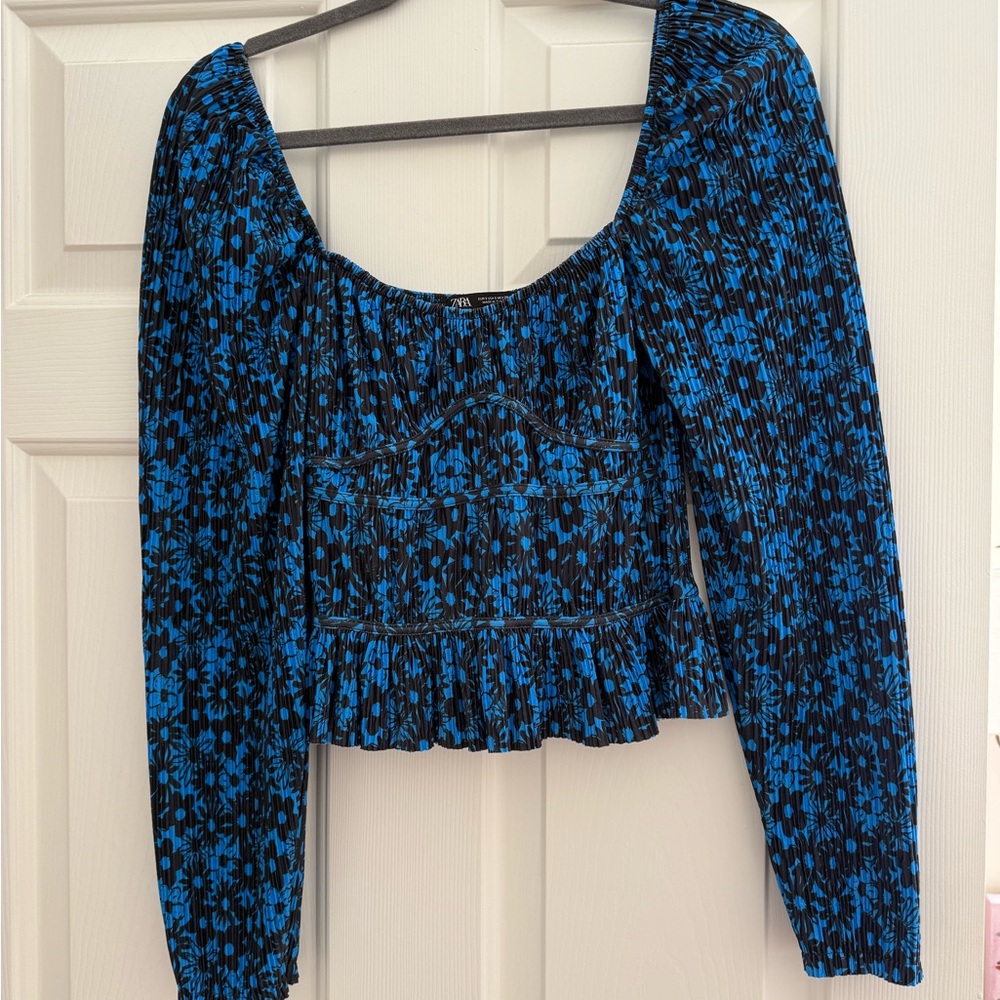 Zara Blue Floral Top
